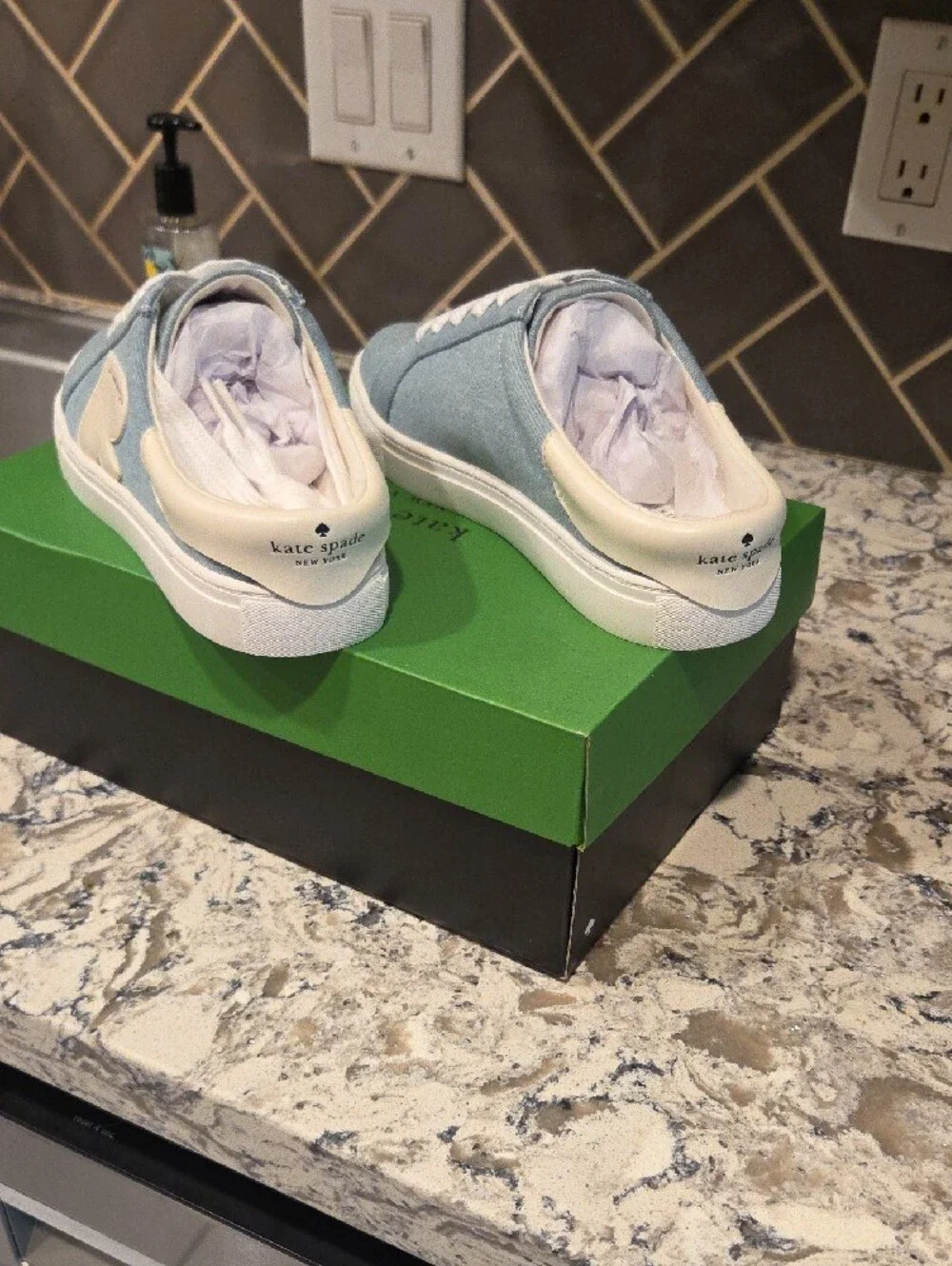 Kate Spade New York  CHARLI MULE SNEAKER - Light Blue Denim Slip-On Sneakers